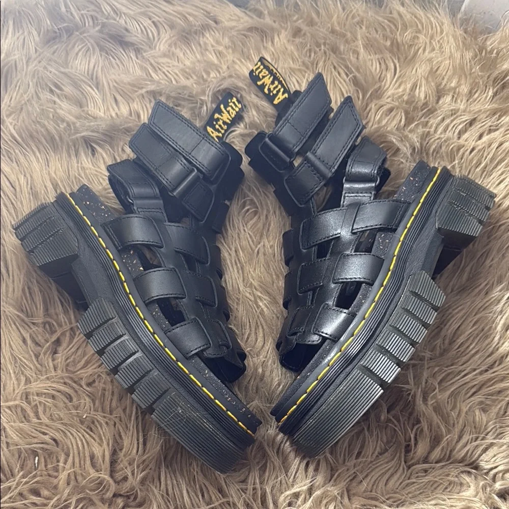 Dr. Martens Black Leather Platform Cage Sandals
